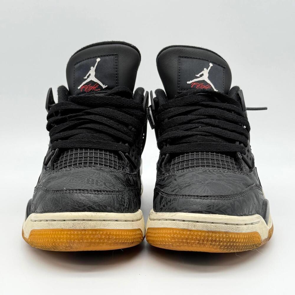 Nike Air Jordan 4 Retro GS 'Laser Black Gum' Youth Size 7 - Picture 2 of 13